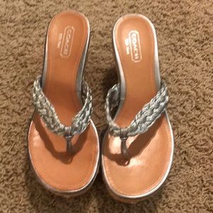 Silver Coach platform sandals